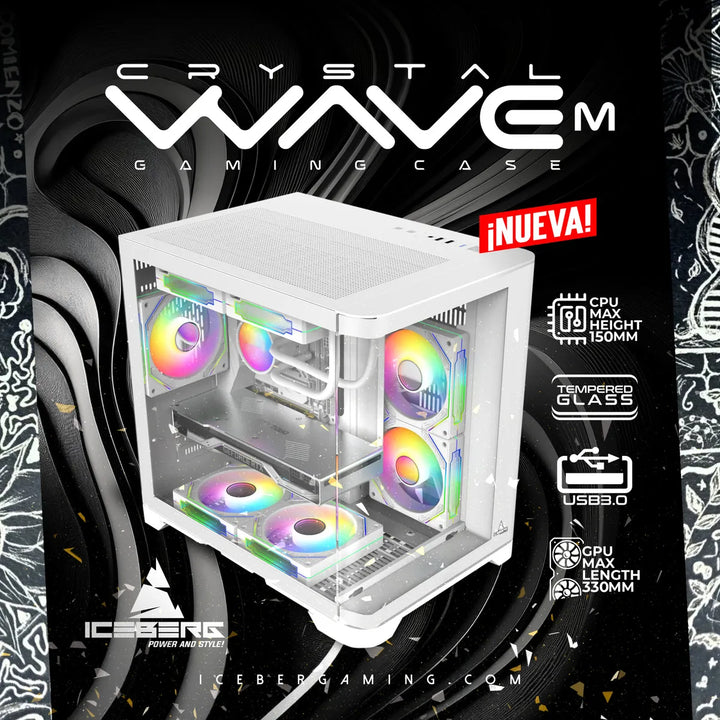 Chasis Gamer Iceberg Wave Blanco M-atx 3 Ventiladores Argb