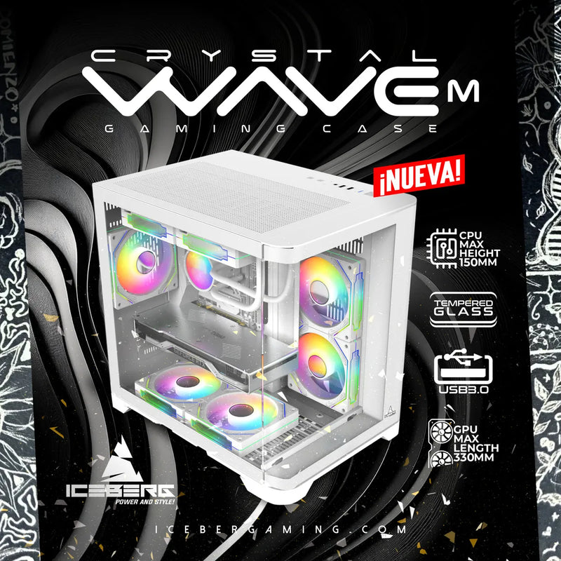 Chasis Gamer Iceberg Wave Blanco M-atx 3 Ventiladores Argb