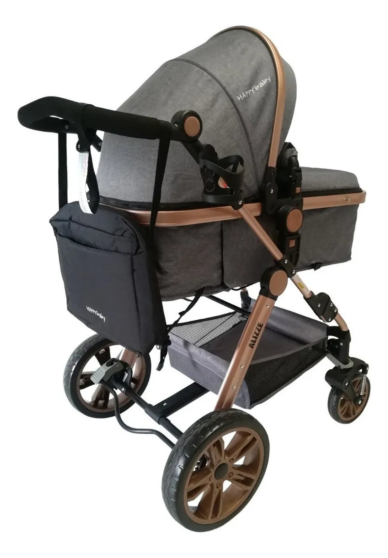 Coche de paseo Happy Baby Alizze travel system gris con chasis color dorado