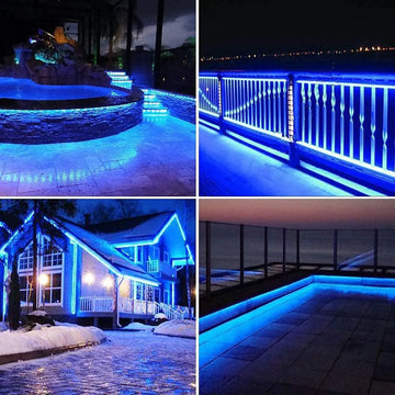 Manguera Navideña Plana Azul 180 Led Mt Rollo 50mt 110v Ip65
