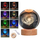 3d Lampara De Noche Led Galaxia Bola Cristal, Sistema Solar,luz Nocturna Colorida Led 3d Galaxia Bola De Cristal,base De Madera Regulable Modelo De Planeta De Amigos Y Amantes Navideños Para Niños