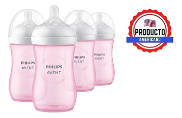 Set 4 Biberones 9 Onzas Avent Rosado Anticolico Libre Bpa