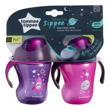 2 Vasos Tommee Tippee Entrenador Cups Sippe 8oz +7m + Color Violeta/rosa