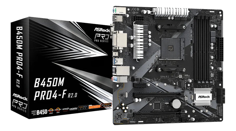 Motherboard Asrock B450m Pro4-f Socket Am4 M.2 Ddr4 Mother Color Negro
