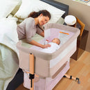 Cuna 3 En 1 Portátil Ajustable Para Bebé Color Beige Claro