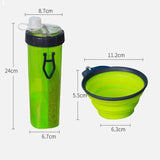 Vaso Portatil Croquetas Agua Mascotas Plato Plegable 2 En 1 Color Verde