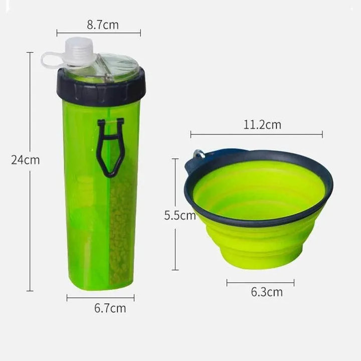 Vaso Portatil Croquetas Agua Mascotas Plato Plegable 2 En 1 Color Verde