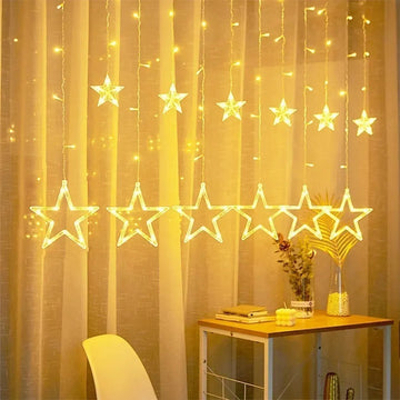 Instalación Navideña Cortina Decoración Luces Led Estrellas