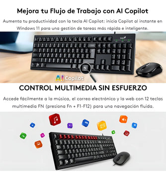 Kit Teclado Y Mouse Genius Usb Km-100se Español Mouse Negro Teclado Negro