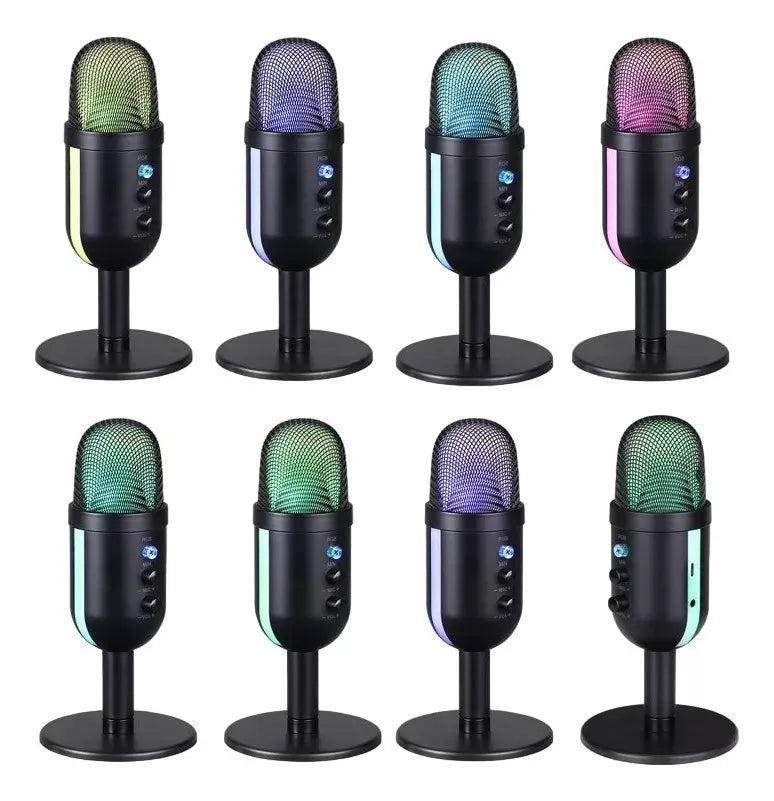 Micrófono Pc Luces Rgb Transmisión Videojuegos Usb Aux 3.5mm Diseño 1