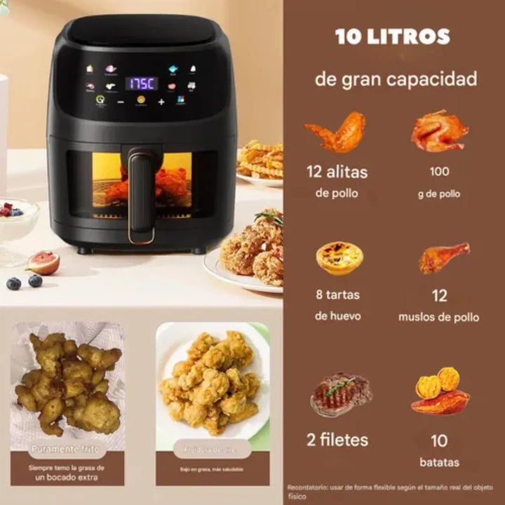 Freidora Olla Aire Caliente Sin Aceite Air Fryer 8 Litros Negro