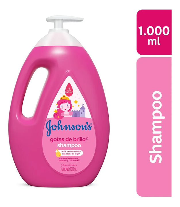 Shampoo Johnson's shampoo infantil Gotas de Brillo de aceite de argán en dosificador de 1000L por 1 unidad