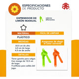 Exprimidor De Limon Manuel Plastico Citricos Cocina C159 Color Naranja