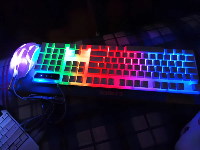 Mouse Y Teclado Gamer Rgb Aoas M-400 Blanco