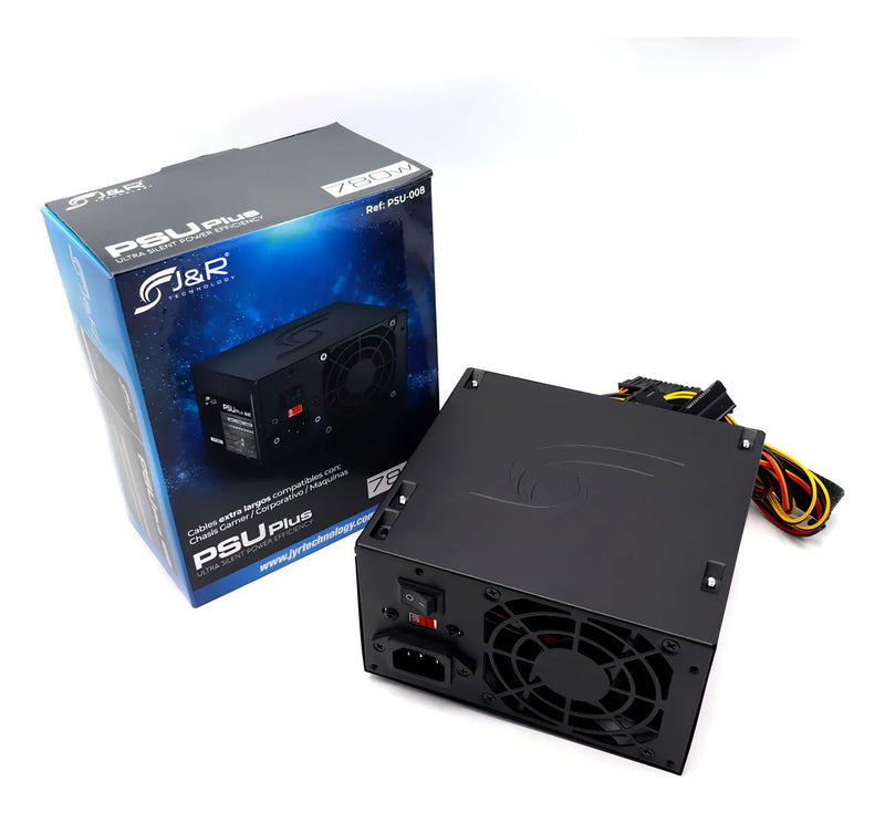 Fuente De Poder Para Pc J&r Psu 008 780w Cables Extra Largos Color Negro