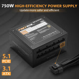 Fuente De Poder Modular Pmt750 Atx 3.1, Pcie 5.1 80 Plusgold Negro