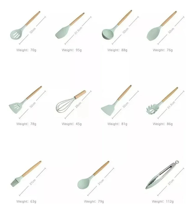 Set Utensilios De Cocina Silicona X12 Pzs Antiadherente Disponible