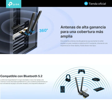Tp-link, Tarjeta Pcie Wifi 6 Ax3000 + Bt 5.2, Archer Tx55e