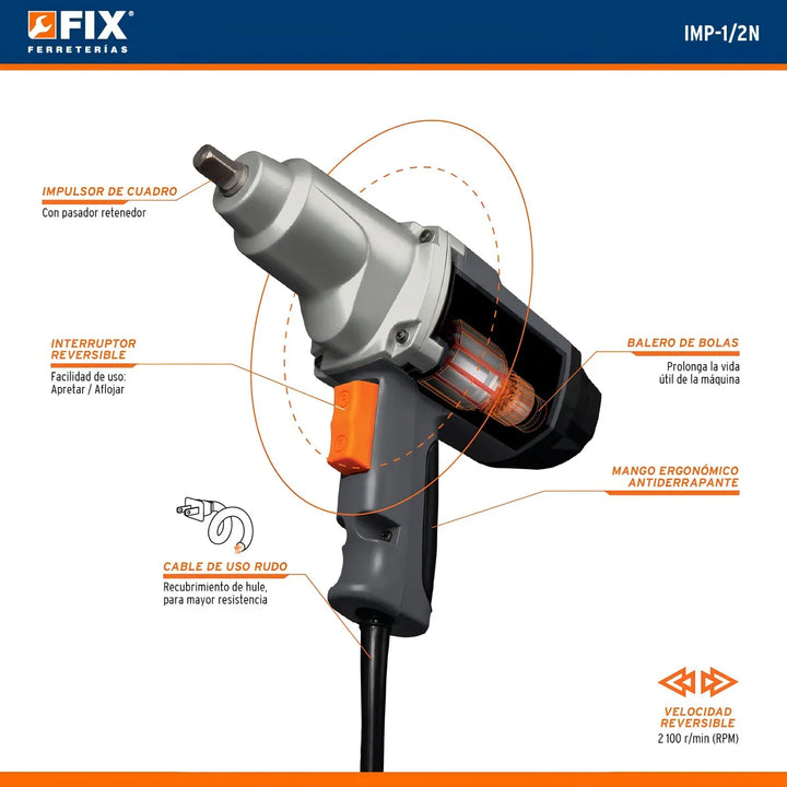 Llave De Impacto 1/2 Pulgada Pistola 900w Truper IMP-1/2N