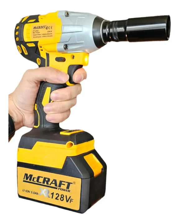 Pistola Llave De Impacto Inalámbrica De 1/2 Reversible 128v Amarillo