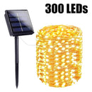 Luces Navideñas Con Panel Solar 300 Led Amarillo - 30 Metros