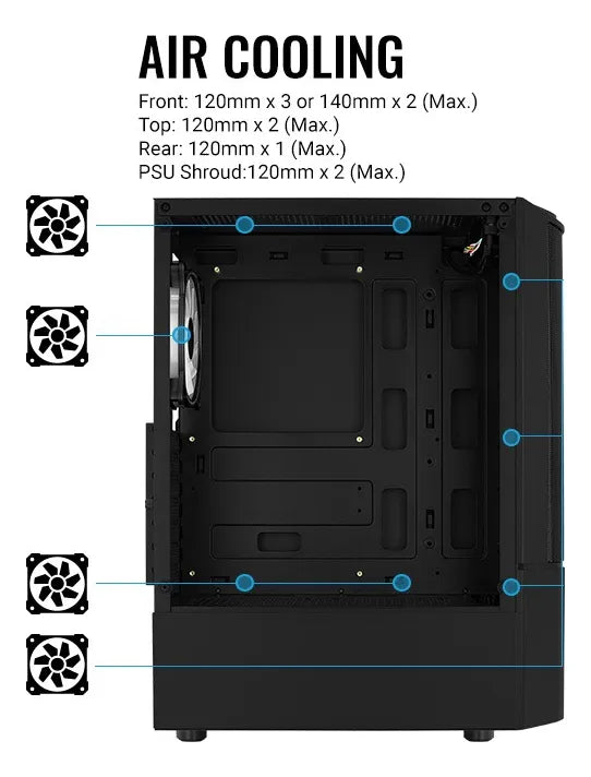 Gabinete Gamer Aerocool Quantum Mesh 3 Ventiladores Argb Rgb
