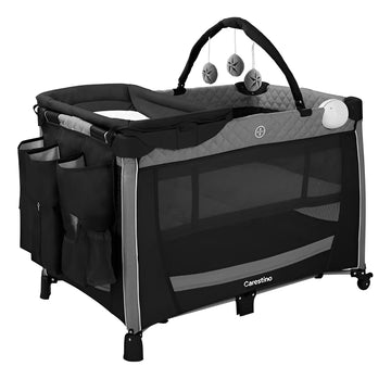 Cuna Corral Carestino Genova Negro Completa + Bolso