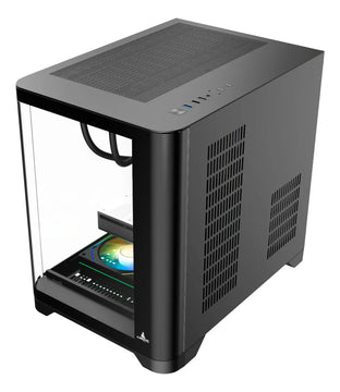 Gabinete Gamer Iceberg Crystal Wave M Negra Argb 3 Fans Negro