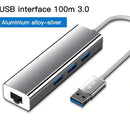 Adaptador De Red Usb 3.0 A Rj45 Ethernet + Hub 3.0 Multipuer