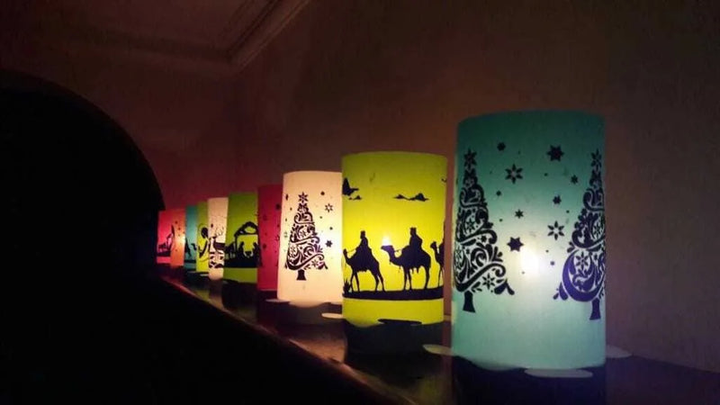 Faroles Navideños + Velas Luces Led Multicolor