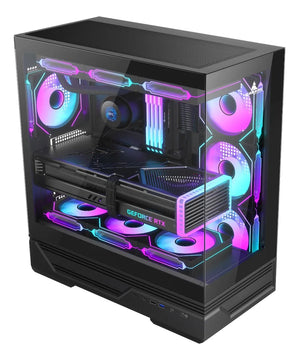 Gabinete Gamer Iceberg Crystal Gx Black 7 Fans Argb Usb C Negro