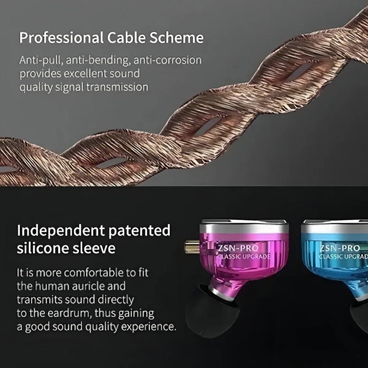 Auriculares in-ear inalámbricos KZ Auriculares con cable ZSN Pro with mic violeta