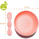 Bowl De Silicona Con Ventosa Y Cuchara Libre De Bpa Color Salmón