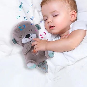 Peluche Realista Nutria Bebe Estimulacion Sensorial Sonido, Compañera De Respiración Relajante Ansiedad Te Ayuda A Dormir Color Gris