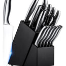 Juego Cuchillos Cocina Set 15 Piezas Acero Base De Madera