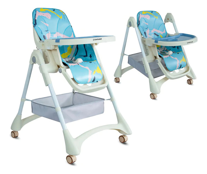 Silla Comedor Bebé colchada Ajustable En Altura 6 Posiciones Portatil ABebesit Aquarella