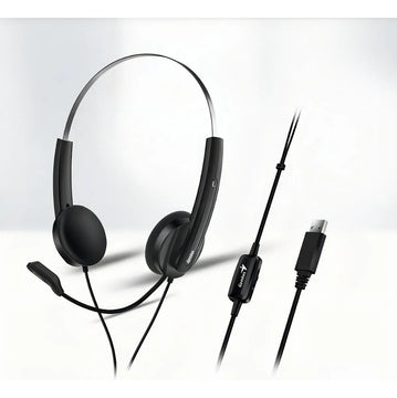 Auriculares Con Micrófono Genius Hs-220u Usb Color Negro