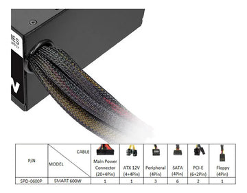 Fuente de poder para PC Thermaltake Smart SPD-0600 600W negra