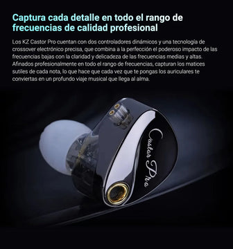 Auriculares in-ear gamer KZ Castor PRO bass version negro
