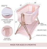 Cama De Noche Para Bebé Moisés Cuna Con Ajuste Y Ruedas Rosa