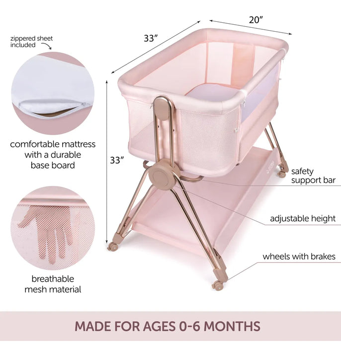 Cama De Noche Para Bebé Moisés Cuna Con Ajuste Y Ruedas Rosa