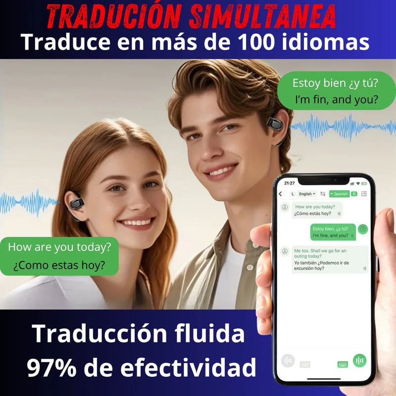 Audifonos De Traduccion Instantaneos De Idioma Inalámbricos Blanco