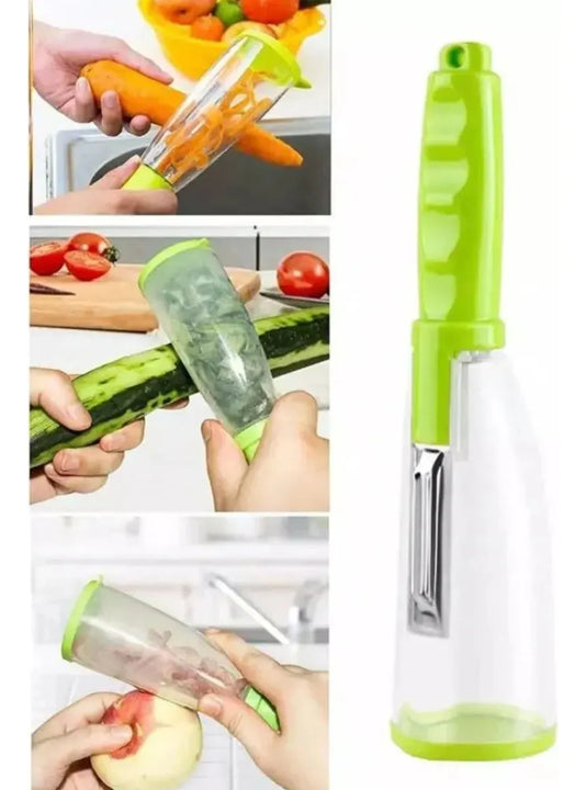 Picador Pelador De Verduras Y Frutas Con Recipiente Morado