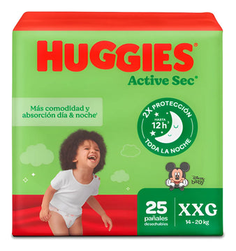 Pañal Huggies Active Sec Etapa 5 Xxg 25 Unidades Extra Extra Grande (xxg) Sin Género