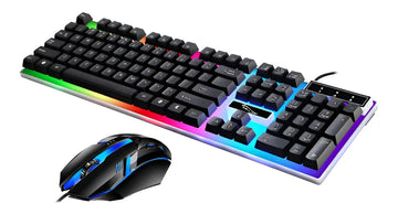 Set Teclado Y Mouse Gamer Rgb Multicolor Color Del Teclado Negro Rgb