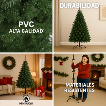 Árbol Pino De Navidad Cascada 2.25m Para Adornos Bolas Luces Verde Oscuro