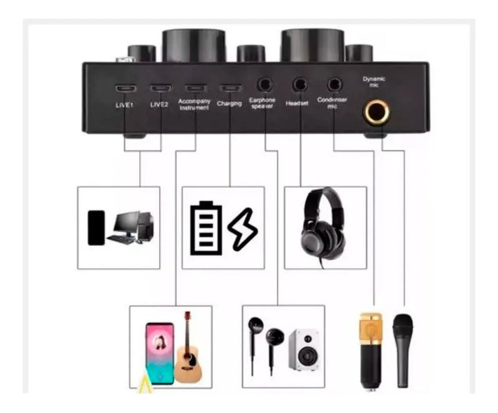 Kit Micrófono Profesional De Condensador + Tarjeta Sonido V8 Aleatorio