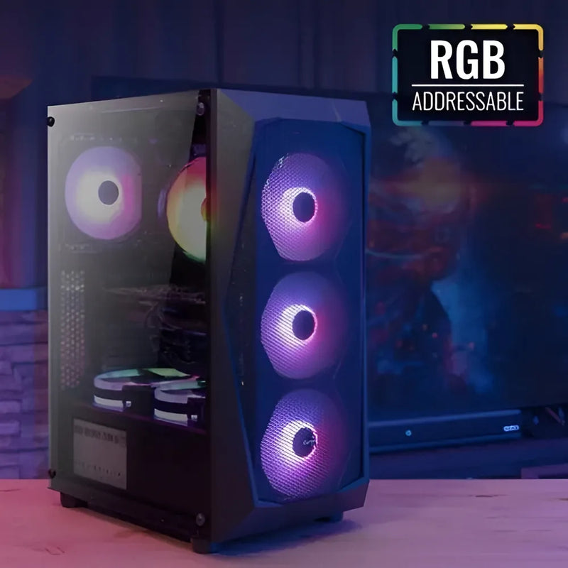 Chasis Caja Gamer Aerocool Falcon Rgb Vidrio 4 Fans Argb Color Negro