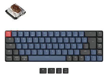 Teclado Mecanico Wireless Keychron K7 Pro Programable Custom Qmk Via Aluminio Rgb Qwerty Gateron Brown Switch Hotswap Distribución Iso Español Low Profile Bluetooth Gamer Coder Pc Mac Linux Tamaño 65%