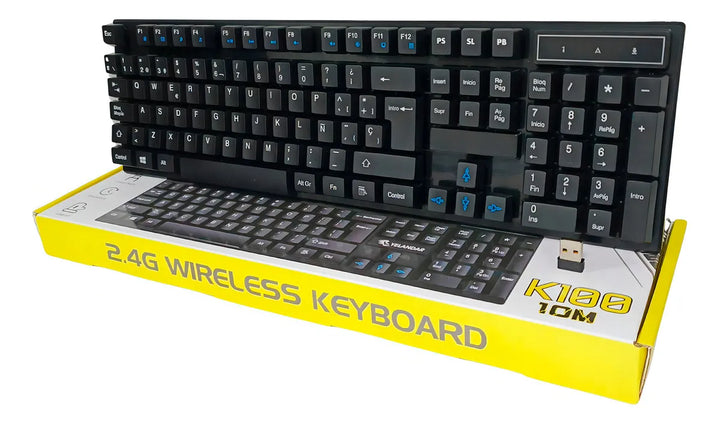 Teclado Inalámbrico Con Receptor Usb Tiene La Letra Ñ Yelandar K100 Teclado Negro Idioma Español